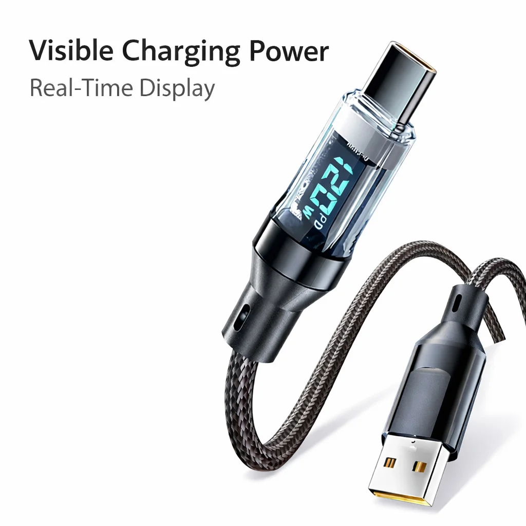 100W 120W USB C 케이블 고속 충전 케이블(LED 디스플레이  실물 3