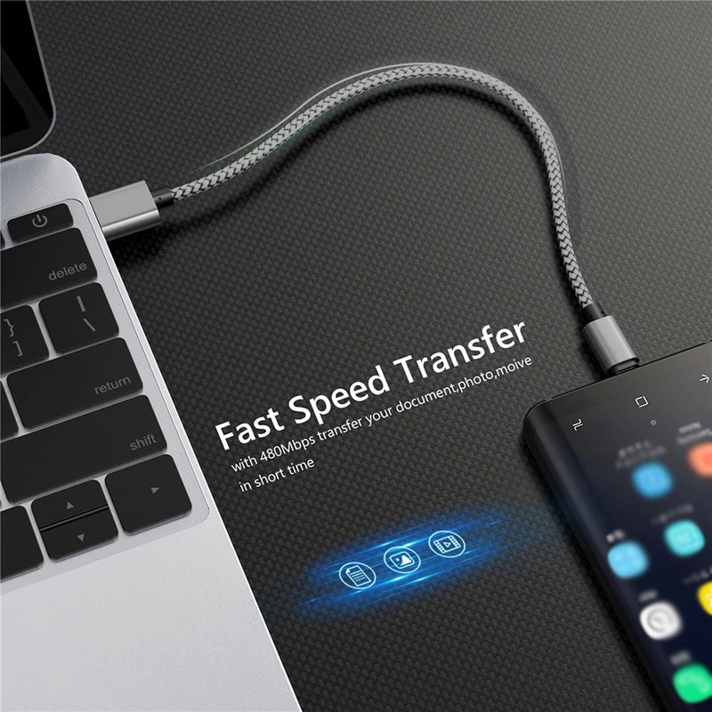 나일론 데이터 케이블 고속 충전기 USB A-유형 C 충전 케이블 화웨이 실물 5