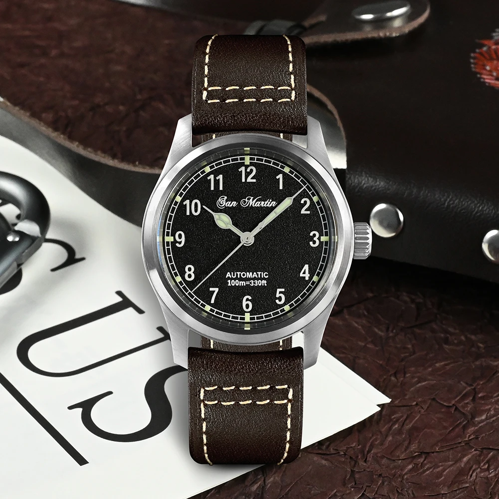 산 마틴 심플 남성용 시계 37mm 파일럿 Miyota 8215 클래식  실물 2