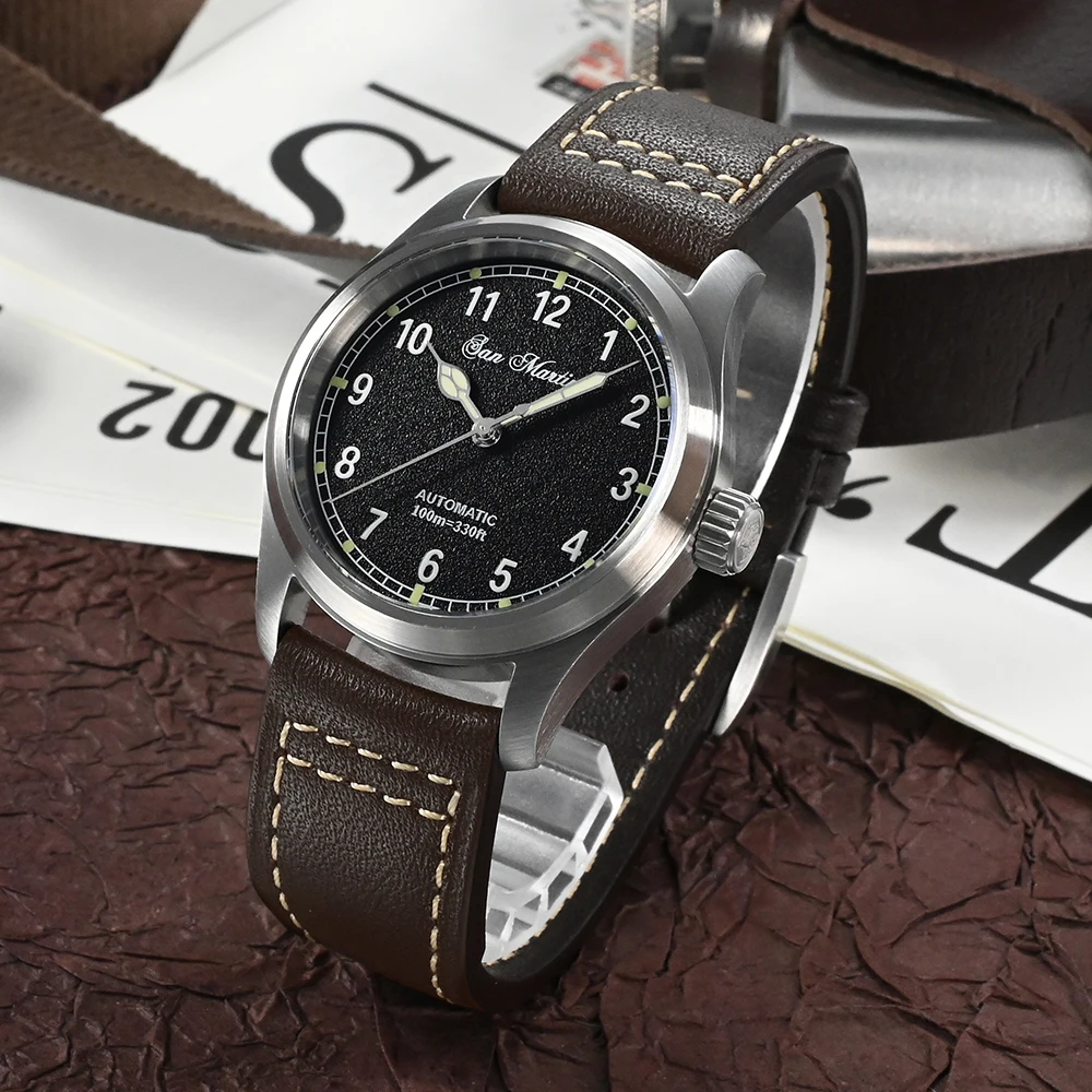 산 마틴 심플 남성용 시계 37mm 파일럿 Miyota 8215 클래식  실물 4